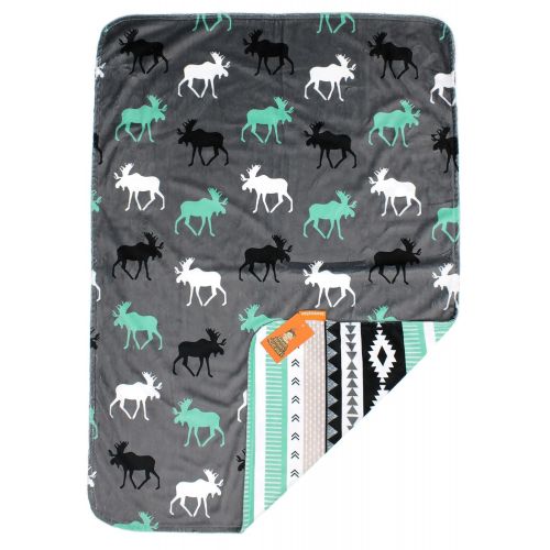  Dear Baby Gear Deluxe Baby Blankets, Custom Minky Print Black, Grey, Mint Moose, Aztec Minky