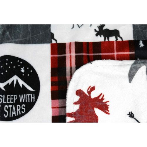  Dear Baby Gear Deluxe Baby Blankets, Custom Minky Print Black, Grey, Mint Moose, Aztec Minky