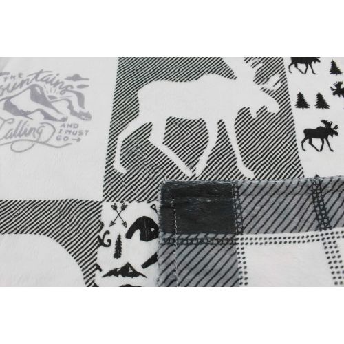  Dear Baby Gear Deluxe Baby Blankets, Custom Minky Print Black, Grey, Mint Moose, Aztec Minky
