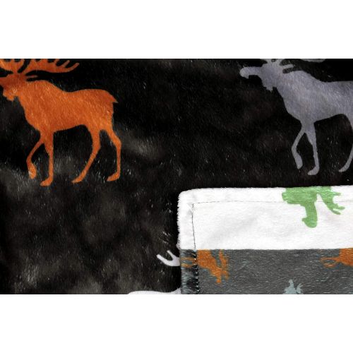  Dear Baby Gear Deluxe Baby Blankets, Custom Minky Print Black, Grey, Mint Moose, Aztec Minky