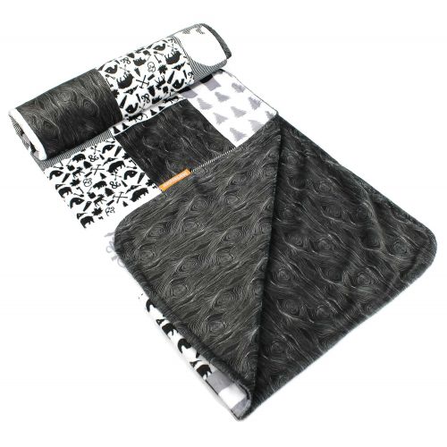  Dear Baby Gear Deluxe Baby Blankets, Custom Minky Print Black, Grey, Mint Moose, Aztec Minky