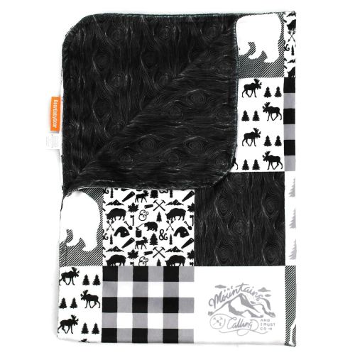  Dear Baby Gear Deluxe Baby Blankets, Custom Minky Print Black, Grey, Mint Moose, Aztec Minky