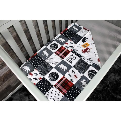  Dear Baby Gear Deluxe Baby Blankets, Custom Minky Print Black, Grey, Mint Moose, Aztec Minky