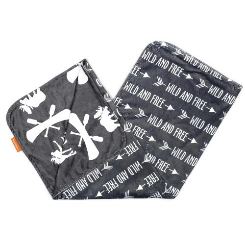  Dear Baby Gear Deluxe Baby Blankets, Custom Minky Print Black, Grey, Mint Moose, Aztec Minky