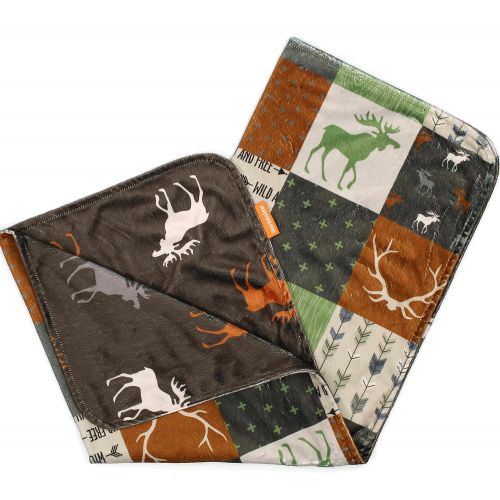  Dear Baby Gear Deluxe Baby Blankets, Custom Minky Print Black, Grey, Mint Moose, Aztec Minky