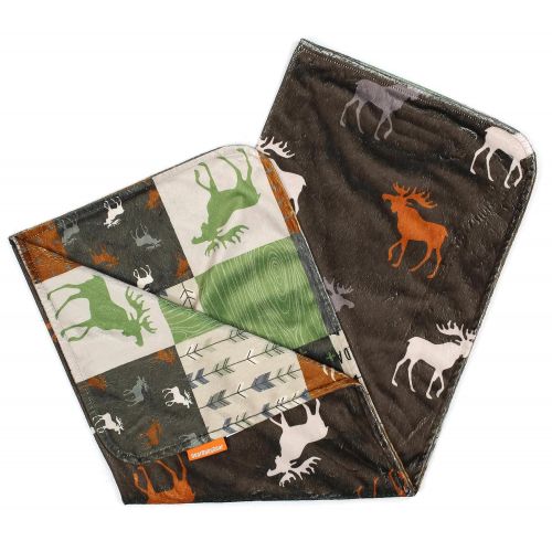  Dear Baby Gear Deluxe Baby Blankets, Custom Minky Print Black, Grey, Mint Moose, Aztec Minky