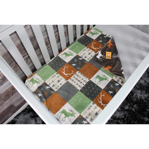  Dear Baby Gear Deluxe Baby Blankets, Custom Minky Print Black, Grey, Mint Moose, Aztec Minky