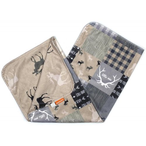  Dear Baby Gear Deluxe Baby Blankets, Custom Minky Print Black, Grey, Mint Moose, Aztec Minky