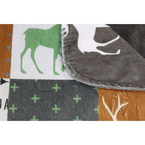  Dear Baby Gear Deluxe Baby Blankets, Custom Minky Print Black, Grey, Mint Moose, Aztec Minky