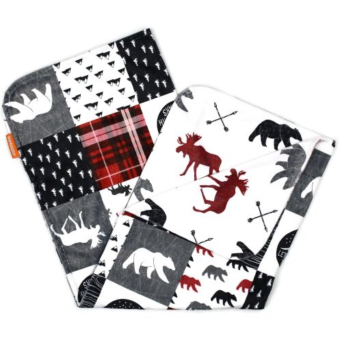  Dear Baby Gear Deluxe Baby Blankets, Custom Minky Print Black, Grey, Mint Moose, Aztec Minky