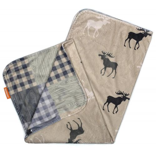  Dear Baby Gear Deluxe Baby Blankets, Custom Minky Print Black, Grey, Mint Moose, Aztec Minky