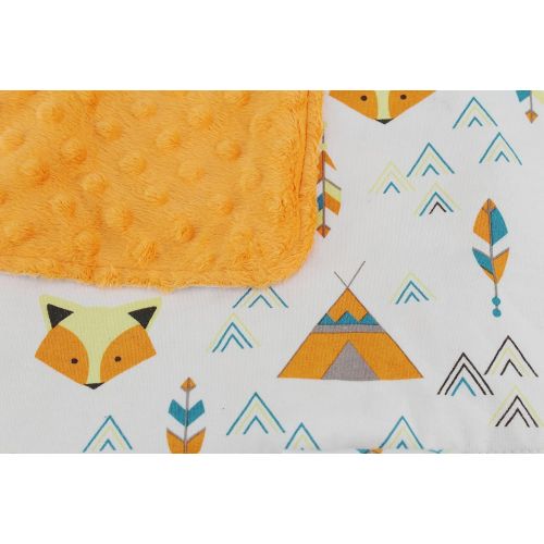  Dear Baby Gear Car Seat Canopy, Fox And Teepees, Orange Minky