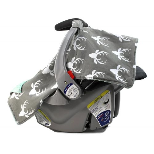  Dear Baby Gear Baby Blankets, Antlers on Grey, Grey Minky, 32 Inches by 32 Inches