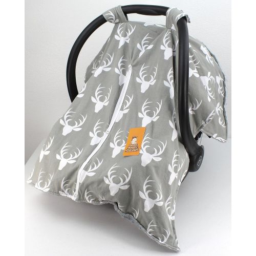  Dear Baby Gear Baby Blankets, Antlers on Grey, Grey Minky, 32 Inches by 32 Inches