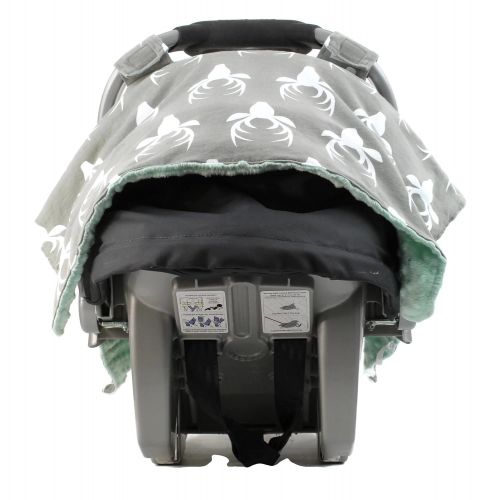  Dear Baby Gear Carseat Canopy, Antlers on Grey, Black Minky