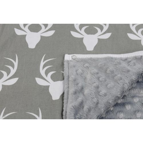  Dear Baby Gear Carseat Canopy, Antlers on Grey, Black Minky