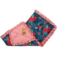 Dear Baby Gear Baby Blankets, Abstract Floral Teal, Coral Minky, 32 Inches by 32 Inches