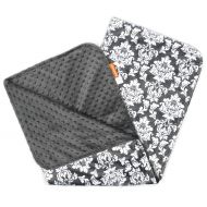 Dear Baby Gear Deluxe Baby Blankets, Custom Minky Print Double Layer Grey and White Damask, Grey Minky Dot, 38 inches by 29 inches