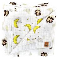 Dear Baby Gear Muslin Swaddle Baby Blanket Brown Monkey & Banana, Includes 180 Day Warranty, 43 inches X 43 inches