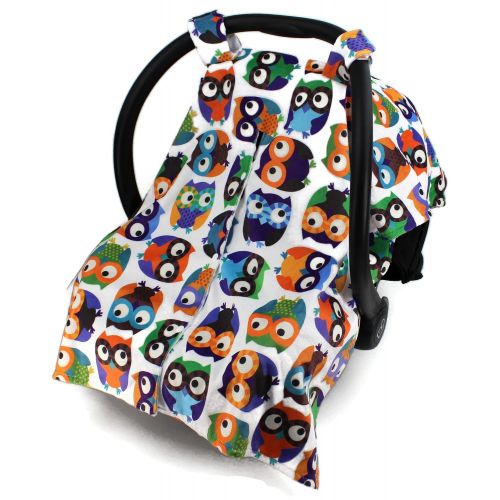  Dear Baby Gear Deluxe Car Seat Canopy, Owls, Multi Color / White Minky Dot