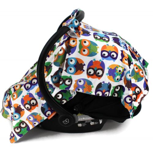  Dear Baby Gear Deluxe Car Seat Canopy, Owls, Multi Color / White Minky Dot