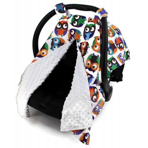  Dear Baby Gear Deluxe Car Seat Canopy, Owls, Multi Color / White Minky Dot