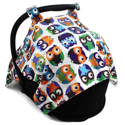  Dear Baby Gear Deluxe Car Seat Canopy, Owls, Multi Color / White Minky Dot