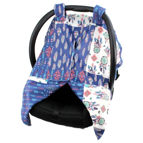  Dear Baby Gear Deluxe Car Seat Canopy, Custom Minky Print, Dream Catcher Feathers Aztec Faux...