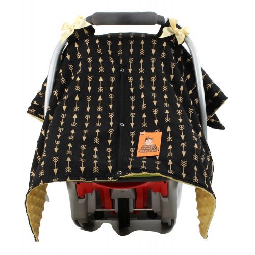  Dear Baby Gear Carseat Canopy, Arrows Gold on Black, Gold Minky