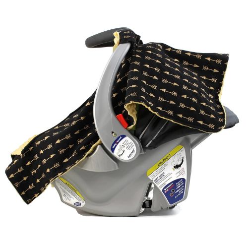  Dear Baby Gear Carseat Canopy, Arrows Gold on Black, Gold Minky