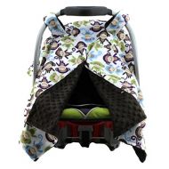 Dear Baby Gear Deluxe Car Seat Canopy, Minky Print Multi Colored Mischievous Monkeys, Brown Minky Dot