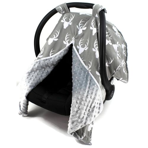  [아마존베스트]Dear Baby Gear Carseat Canopy, Antlers on Grey, Grey Minky