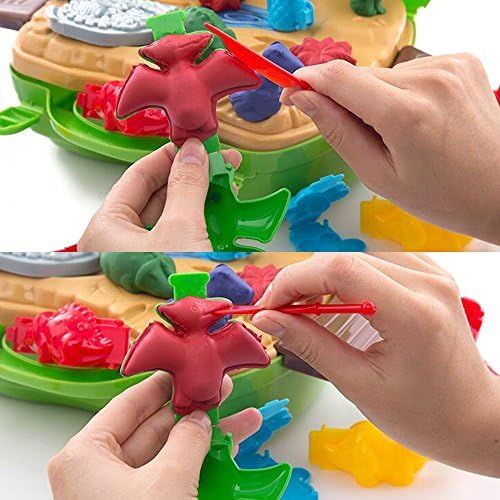  [아마존베스트]Deardeer Kids Play Dough Dinosaur Play Set 26 Pcs Pretend Play Toy Kit with Dough and Moulds in a Portable Case