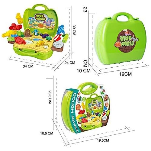  [아마존베스트]Deardeer Kids Play Dough Dinosaur Play Set 26 Pcs Pretend Play Toy Kit with Dough and Moulds in a Portable Case