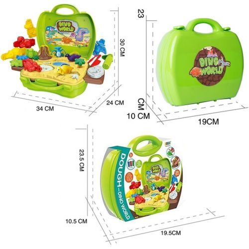  [아마존베스트]Deardeer Kids Play Dough Dinosaur Play Set 26 Pcs Pretend Play Toy Kit with Dough and Moulds in a Portable Case