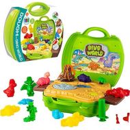 Deardeer Kids Play Dough Dinosaur Play Set 26 Pcs Pretend Play Toy Kit with Dough and Moulds in a Portable Case