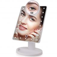 DearBeauty 22 LED Lights Touch Screen Makeup Mirror 1X 10X Table Desktop Countertop Bright Adjustable USB...