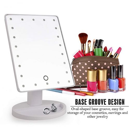  DearBeauty 22 LED Lights Touch Screen Makeup Mirror 1X 10X Table Desktop Countertop Bright Adjustable USB...