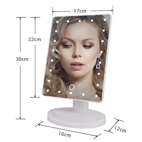  DearBeauty 22 LED Lights Touch Screen Makeup Mirror 1X 10X Table Desktop Countertop Bright Adjustable USB...