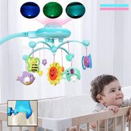 DearMentor Baby Bed Mobile Musical Cot Crib Rotary Music Box Kid Star Light Projection Toy (Blue)