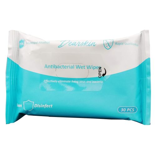  Isopropyl Alcohol Based Hand Wipes 30 Cloths. Travel Size Sanitizing Wet Wipes, Pocket Hand Sanitizer, Total Cleaning by Dearskin Skin Care. (80 Pack 30 Cloths 2400 count)