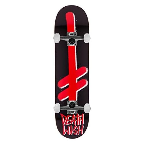  Deathwish Skateboards Deathwish Skateboard Complete Gang Logo Black/Red 8.0 Raw Trucks Assembled