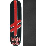 Deathwish Skateboards Gang Logo Black/Red Skateboard Deck - 8.25 x 32 with Jessup Black Griptape - Bundle of 2 Items