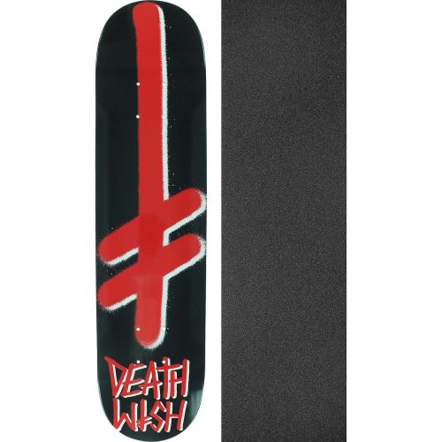  Deathwish Skateboards Gang Logo Black/Red Skateboard Deck - 8.25 x 32 with Jessup Black Griptape - Bundle of 2 Items