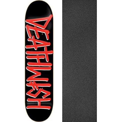  Deathwish Skateboards Deathspray Black/Red Skateboard Deck - 8 x 31.5 with Black Magic Black Griptape - Bundle of 2 Items