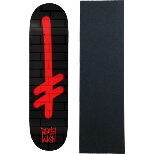  Deathwish Skateboards Deathwish Skateboard Deck Gang Logo Bricks 8.0 x 31.5 Black/Red with Grip