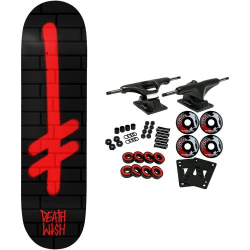  Deathwish Skateboards, Deathwish Skateboard Complete Gang Logo Bricks 8.0In x 31.5In Black/Red