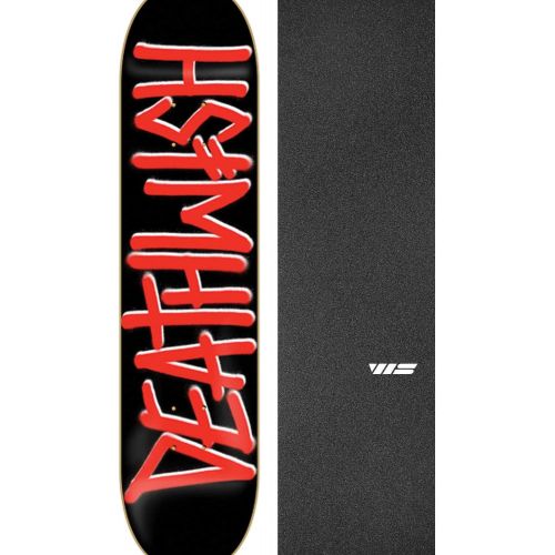  Deathwish Skateboards Deathspray Black/Red Skateboard Deck - 8 x 31.5 with Jessup WS Die-Cut Black Griptape - Bundle of 2 Items