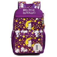 Debbieicy Cute Unicorn Lightweight Princess Backpack Kids School Bookbag with Pen Bag for Preschool, Kindergarten, Elementary Girls (Purple)