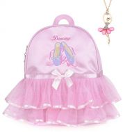 Debbieicy Cute Ballet Dance Backpack Tutu Dress Dance Bag with Necklace Girls (Pink4 of Shoes)
